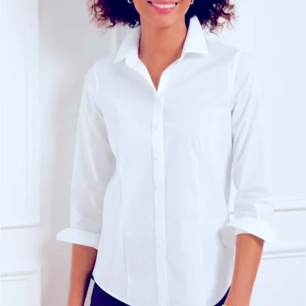 NWT. Talbots  crisp button down  white blouse. A Women’s size 6. 100% cotton.